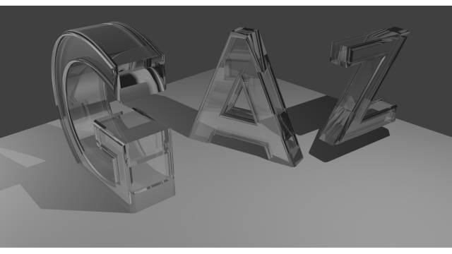 3-D still image of transparent clear glass-/acrylic-effect 'gaz' model