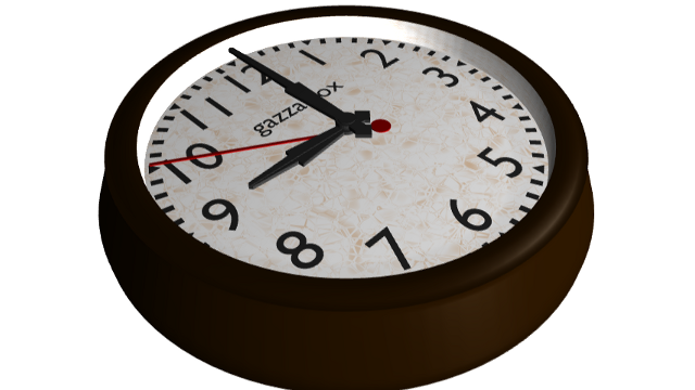 3-D still image of Art Deco vintage Smiths Sectric ('Delphi' model?) mains-powered railway station waiting room-type wall clock